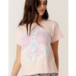 Daydreamer Coral Peace Sign Tie Dye Girlfriend Tee